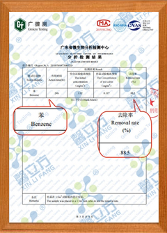 負(fù)氧離子觸媒苯系物去除率