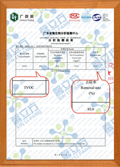 負(fù)氧離子觸媒TVOC去除率